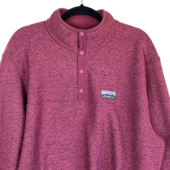 Eddie Bauer Men's Sz XXL Classic Fit Knitted Sweater Fleece Heathered Tawny Port - Picture 4 of 16